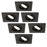 Ledvion Spot Encastrable LED - Dimmable - Noir - Sevilla - 5W - 4000K - 92mm - Carré - 6 pièces