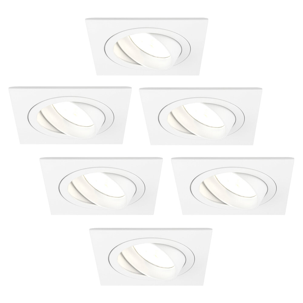 Ledvion Spot Encastrable LED - Dimmable - Blanc - Sevilla - 5W - 4000K - 92mm - Carré - 6 pièces