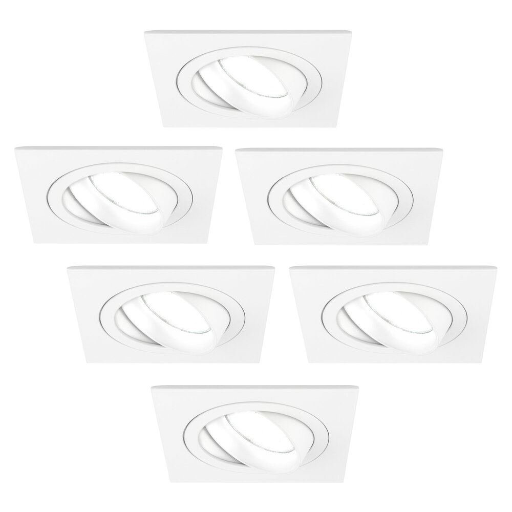 Ledvion Spot Encastrable LED - Dimmable - Blanc - Sevilla - 5W - 6500K - 92mm - Carré - 6 pièces