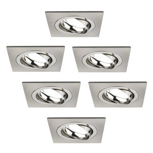 Ledvion Spot Encastrable LED - Dimmable - Inox - Sevilla - 5W - 6500K - 92mm - Carré - 6 pièces Spot Encastrable LED - Dimmable - Inox - Sevilla - 5W - 6500K - 92mm - Carré - 6 pièces