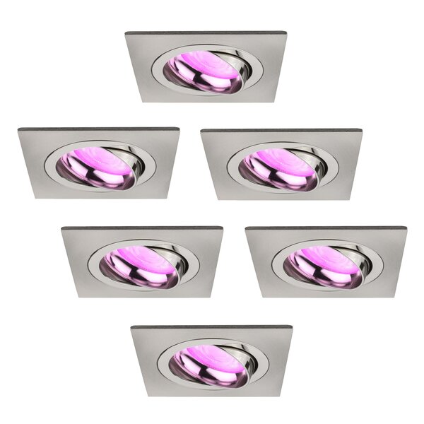 Ledvion LED Spot Encastrable Inox - Sevilla - Smart WiFi - Dimmable - RGB+CCT - 6 pièces