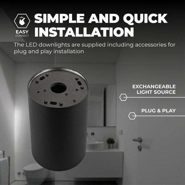 Ledvion 2x Spot LED Dimmable  - Rond - Noir - 3W - 2700K - Inclinable - IP20