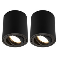 Ledvion 2x Spot LED Dimmable  - Rond - Noir - 3W - 2700K - Inclinable - IP20