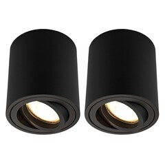 2x Spot LED Dimmable  - Rond - Noir - 5W - 2700K - Inclinable - IP20