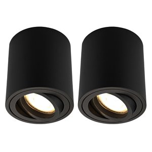 Ledvion 2x Spot LED Dimmable - Rond - Noir - 5W - 2700K - Inclinable - IP20 2x Spot LED Dimmable - Rond - Noir - 5W - 2700K - Inclinable - IP20