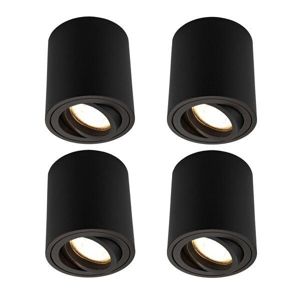 Ledvion 4x Spot LED Dimmable  - Rond - Noir - 3W - 2700K - Inclinable - IP20