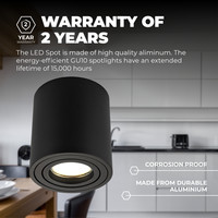 Ledvion 6x Spot LED Dimmable  - Rond - Noir - 3W - 2700K - Inclinable - IP20