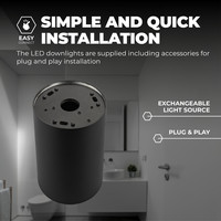 Ledvion 6x Spot LED Dimmable  - Rond - Noir - 3W - 2700K - Inclinable - IP20