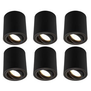 Ledvion 6x Spot LED Dimmable - Rond - Noir - 5W - 2700K - Inclinable - IP20 6x Spot LED Dimmable - Rond - Noir - 5W - 2700K - Inclinable - IP20