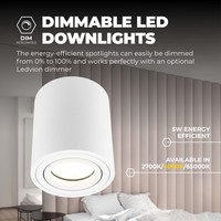 Ledvion Spot LED Dimmable  - Rond - Blanc - 5W - 4000K - Inclinable - IP20