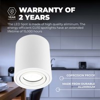 Spot LED Dimmable - Rond - Blanc - 5W - 6500K - Inclinable - IP20 Ledvion Spot LED Dimmable - Rond - Blanc - 5W - 6500K - Inclinable - IP20