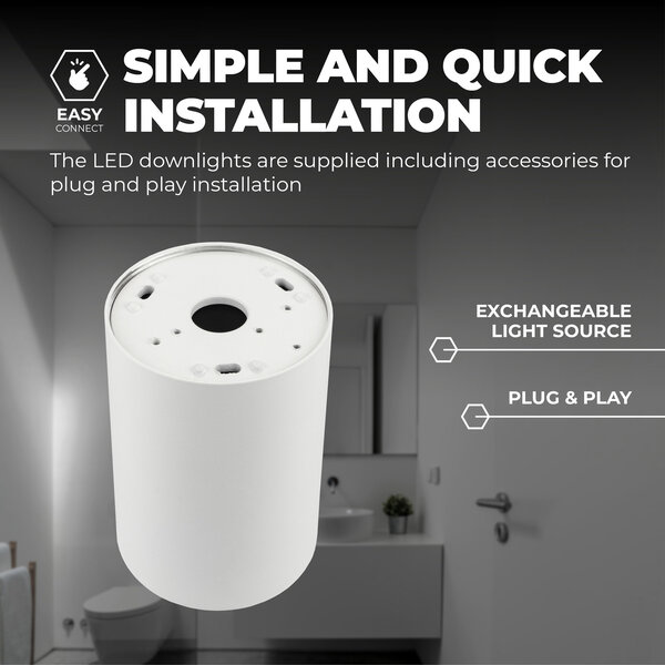 Ledvion 2x Spot LED Dimmable - Rond - Blanc - 3W - 2700K - Inclinable - IP20