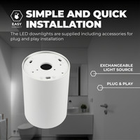Ledvion 4x Spot LED Dimmable - Rond - Blanc - 3W - 2700K - Inclinable - IP20