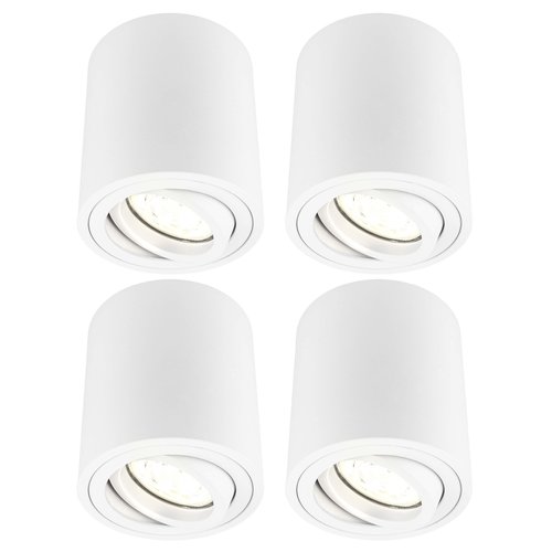 Ledvion 4x Spot LED Dimmable - Rond - Blanc - 5W - 2700K - Inclinable - IP20