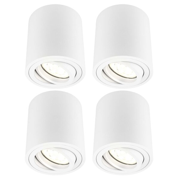Ledvion 4x Spot LED Dimmable - Rond - Blanc - 3W - 2700K - Inclinable - IP20