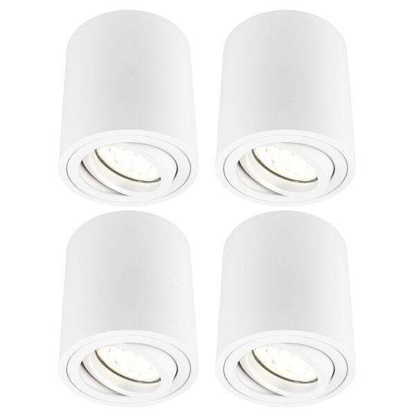 Ledvion 4x Spot LED Dimmable - Rond - Blanc - 5W - 2700K - Inclinable - IP20