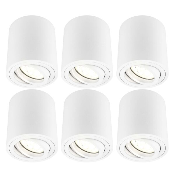 Ledvion 6x Spot LED Dimmable - Rond - Blanc - 5W - 2700K - Inclinable - IP20