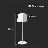 Lampesonline Lampe de table Rechargeable - 2W - 3000K - IP54 - Dimmable via le toucher