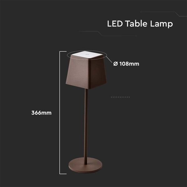 Lampesonline Lampe de table Rechargeable - 2W - 3000K - IP54 - Dimmable via le toucher