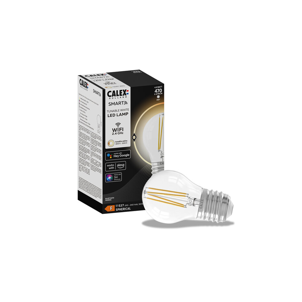 Calex Calex Ampoule Connectée Lamp - E27 - 4,9W - 470 Lumen - 1800K - 3000K - Lampe Vintage