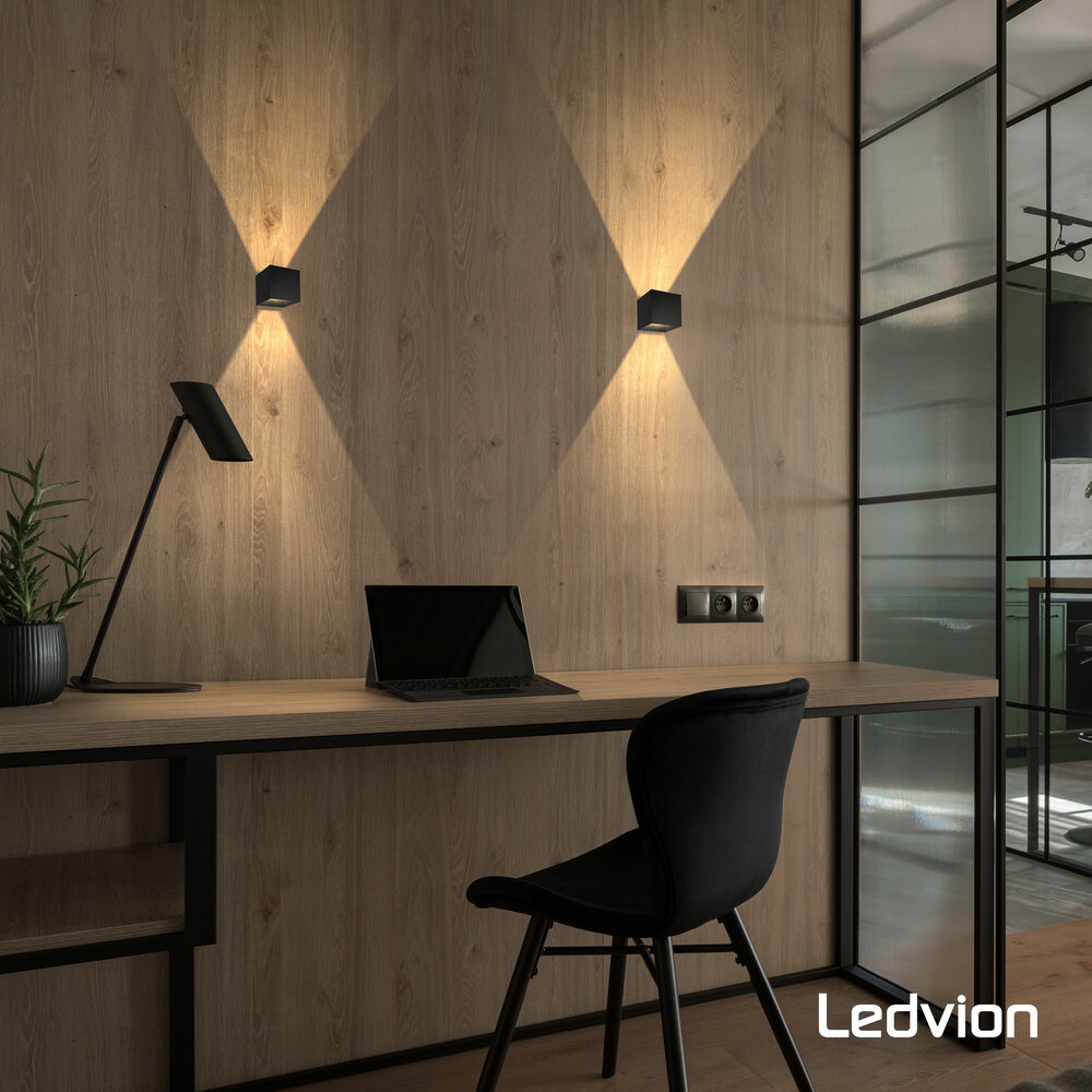 Ledvion Applique murale extérieure LED - Noir – Dimmable – Deux faces – 3000K – 6W - IP54