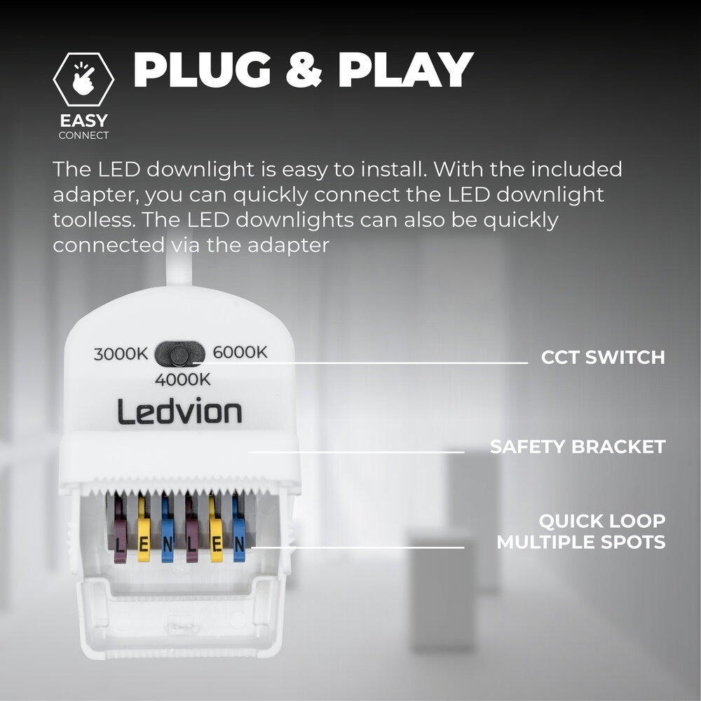 Ledvion Spots Encastrables LED Noir - Dimmable - IP65 - 7W - CCT - ø90mm - 5 ans de garantie - Convient pour la salle de bain
