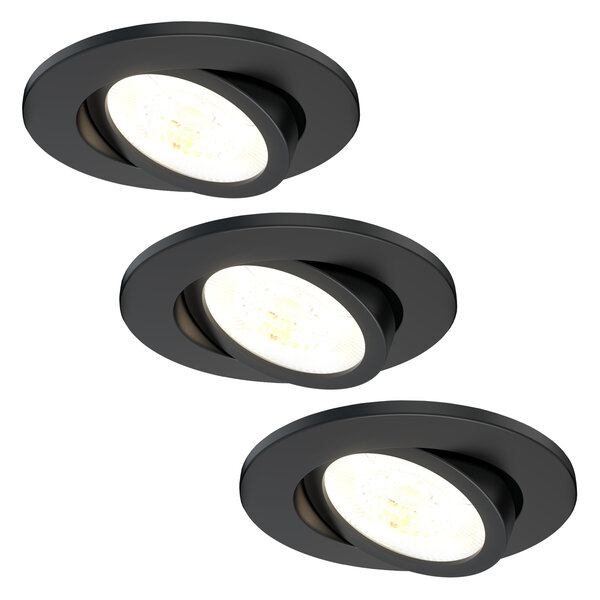 Ledvion Spots Encastrables LED Noir - Dimmable - IP65 - 7W - CCT - ø90mm - 5 ans de garantie - Convient pour la salle de bain