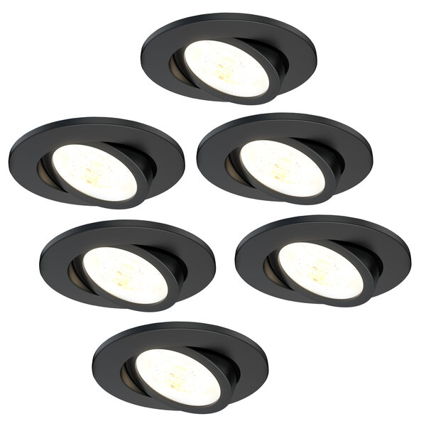 Ledvion Spots Encastrables LED Noir - Dimmable - IP65 - 7W - CCT - ø90mm - 5 ans de garantie - Convient pour la salle de bain