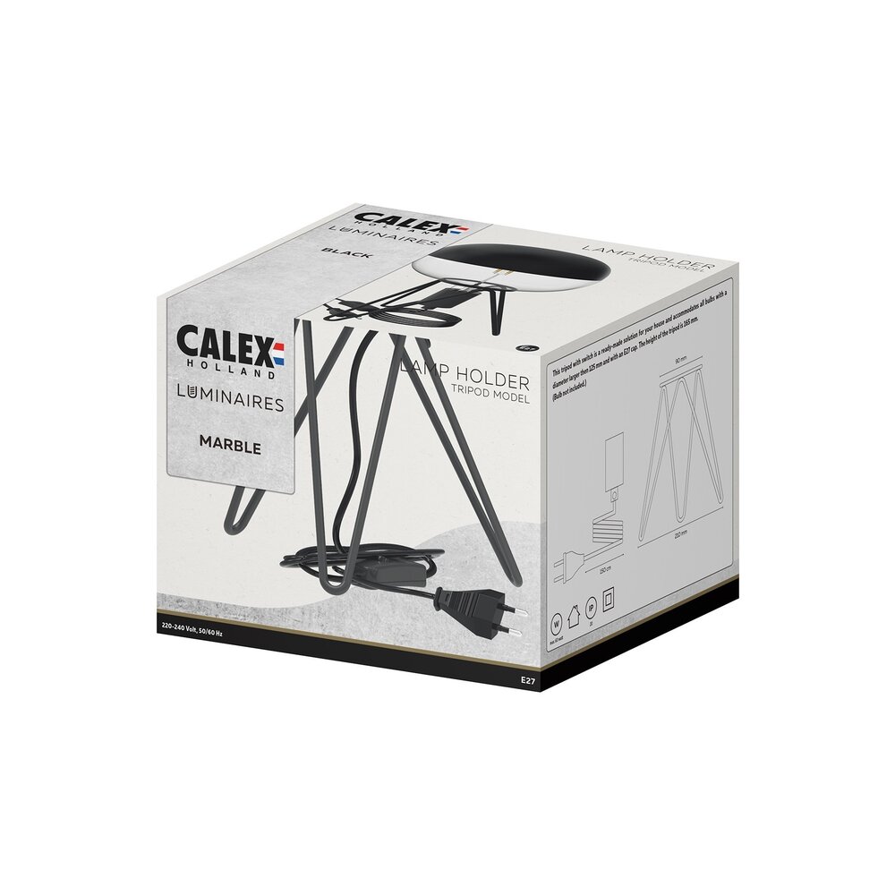 Calex Lampe de table Trépied Calex - Noir - E27