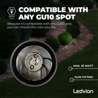 Ledvion Lot de 3 Spots à piquer LED – Aluminium – GU10 - IP65 - Câble 2M - Anthracite