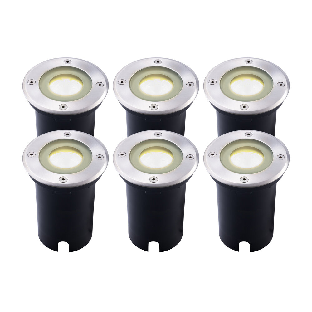 Ledvion 6x Spot encastrable de sol LED - Ronde - IP67 - 5W - 4000K - Câble 1M