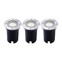 3x Spot encastrable de sol LED - Ronde - IP67 - 5W - 6500K - Câble 1M