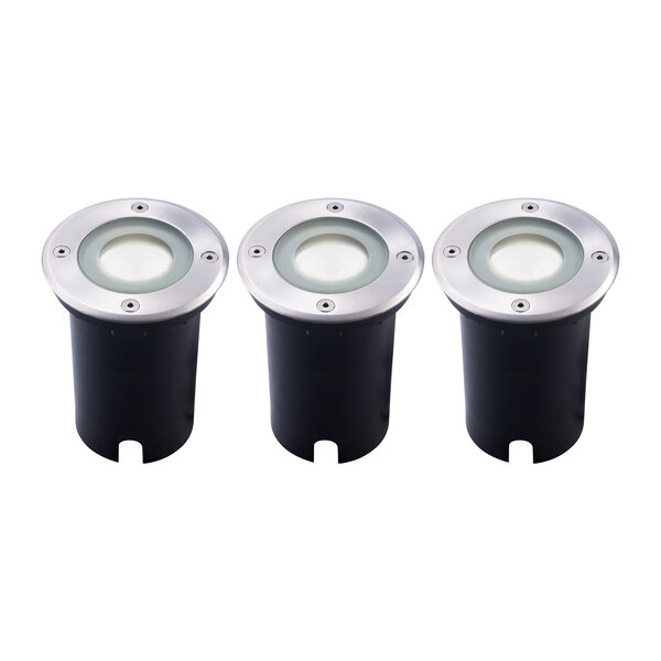 Ledvion 3x Spot encastrable de sol LED - Ronde - IP67 - 5W - 6500K - Câble 1M