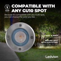 Ledvion 6x Spot encastrable de sol LED - Ronde - IP67 - 5W - 6500K - Câble 1M