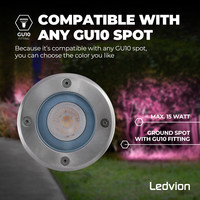 Ledvion 3x Spot encastrable de sol Smart LED - Ronde - IP67 - 5W - RGBWW - Câble 1M