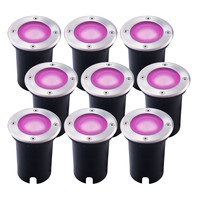 Ledvion 9x Spot encastrable de sol Smart LED - Ronde - IP67 - 4,9W - RGB+CCT - Câble 1M