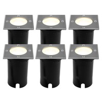 Ledvion 6x Spot encastrable de sol LED  - Carré - IP67 - 5W - 2700K - Câble 1M