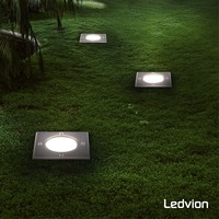 Ledvion Spot encastrable de sol LED  - Carré - IP67 - 5W - 4000K - Câble 1M