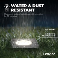 Ledvion Spot encastrable de sol LED  - Carré - IP67 - 5W - 4000K - Câble 1M