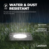 Ledvion 3x Spot encastrable de sol LED  - Carré - IP67 - 5W - 6500K - Câble 1M