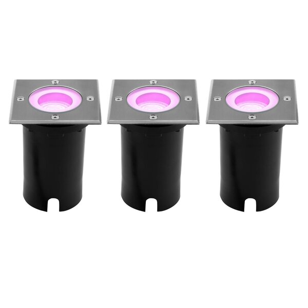 Ledvion 3x Spot encastrable de sol Smart LED  - Carré - IP67 - 4,9W - RGB+CCT - Câble 1M