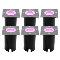 Ledvion 6x Spot encastrable de sol Smart LED - Carré - IP67 - 4,9W - RGB+CCT - Câble 1M