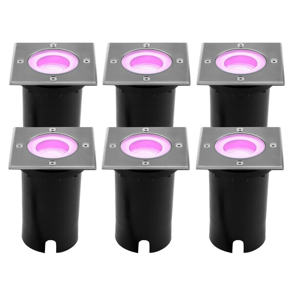 Ledvion 6x Spot encastrable de sol Smart LED - Carré - IP67 - 4,9W - RGB+CCT - Câble 1M