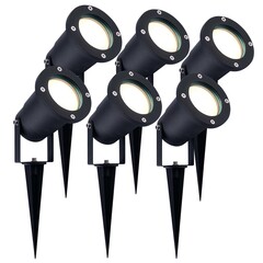 6x Spot à piquer LED – Aluminium – IP65 - 5W - 4000K -  Câble 1M