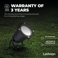 Spot à piquer LED – Aluminium – IP65 - 5W - 6500K - Câble 1M Ledvion Spot à piquer LED – Aluminium – IP65 - 5W - 6500K - Câble 1M