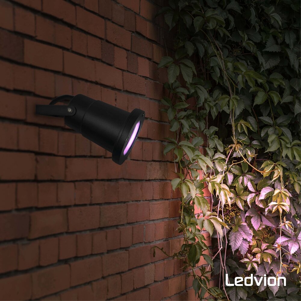 Ledvion 9x Spot à piquer LED WiFi connectée – Aluminium – IP65 - 4,9W - RGB+CCT -  Câble 1M