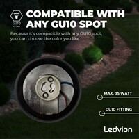 Ledvion 9x Spot à piquer LED – Aluminium – IP65 - 5W - 4000K - Câble 2M - Noir