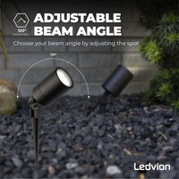 Ledvion 6x Spot à piquer LED – Aluminium – IP65 - 5W - 6500K - Câble 2M - Noir