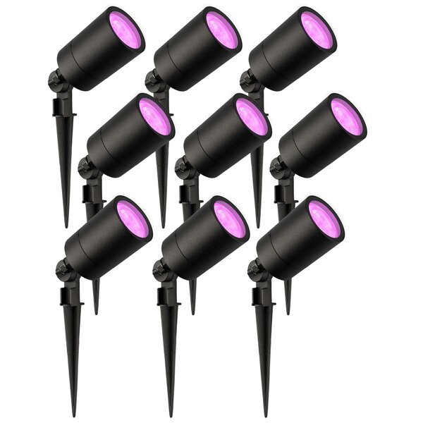 Ledvion 9x Spot à piquer LED – Aluminium – IP65 - 4,9W - RGB+CCT - Câble 2M - Noir