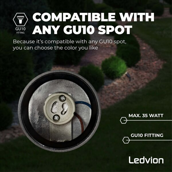 Ledvion 3x Spot à piquer LED – Aluminium – IP65 - 5W - 6500K - Câble 2M - Anthracite